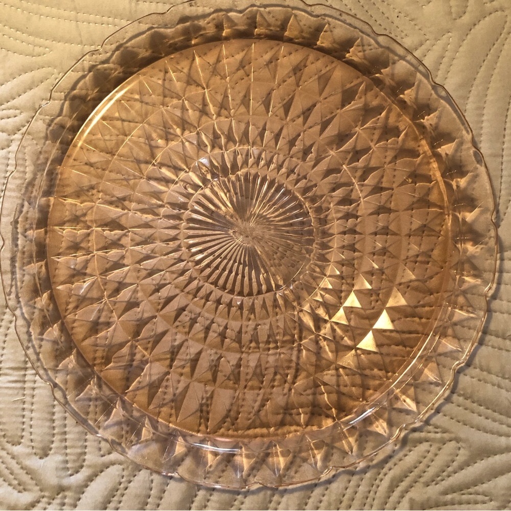 Windsor Pink Depression Glass Serving Plate